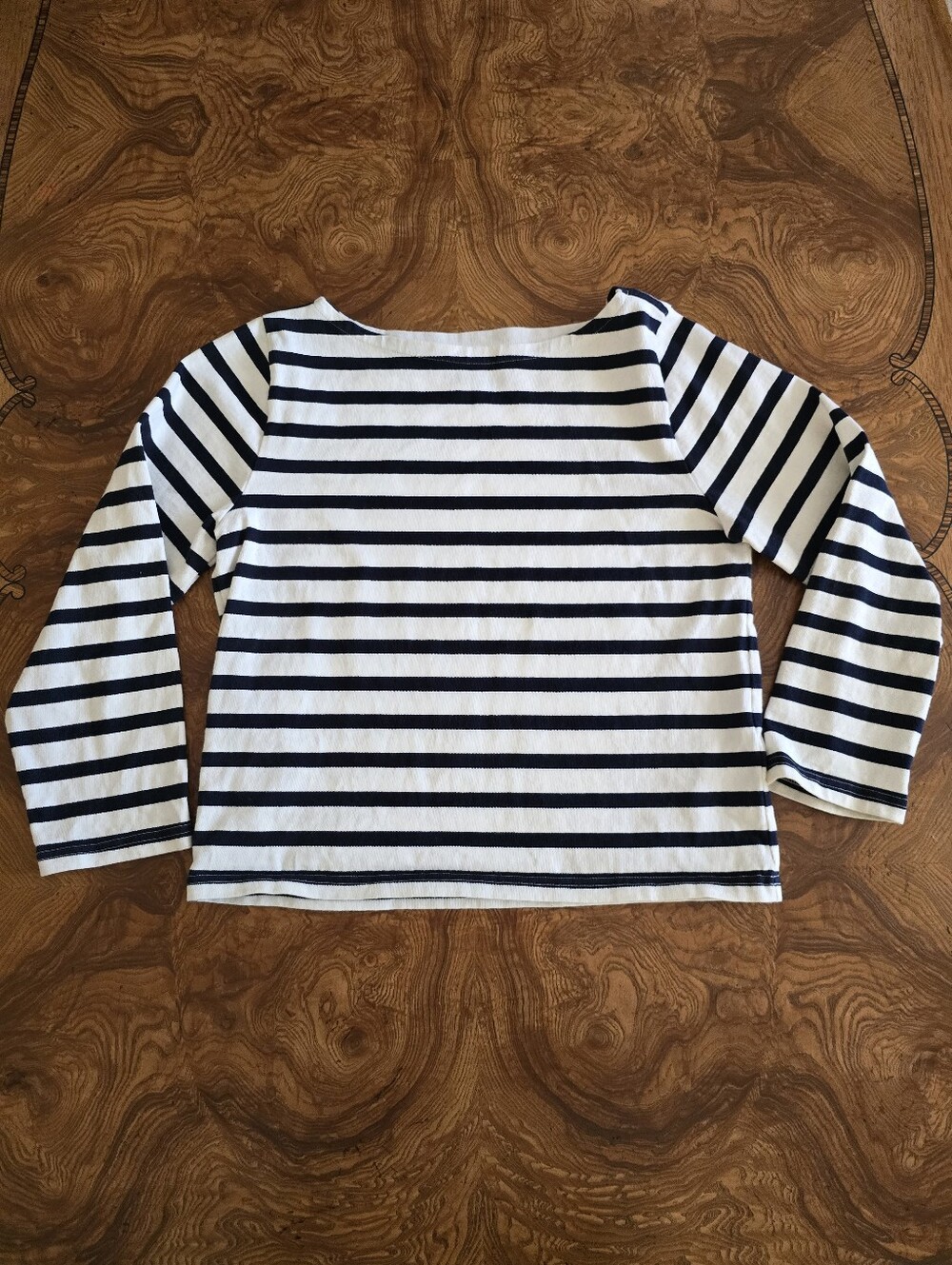 J. Crew Classic Fit Mariner Boatneck 3/4 Sleeve Tee Navy Stripe Womens Small